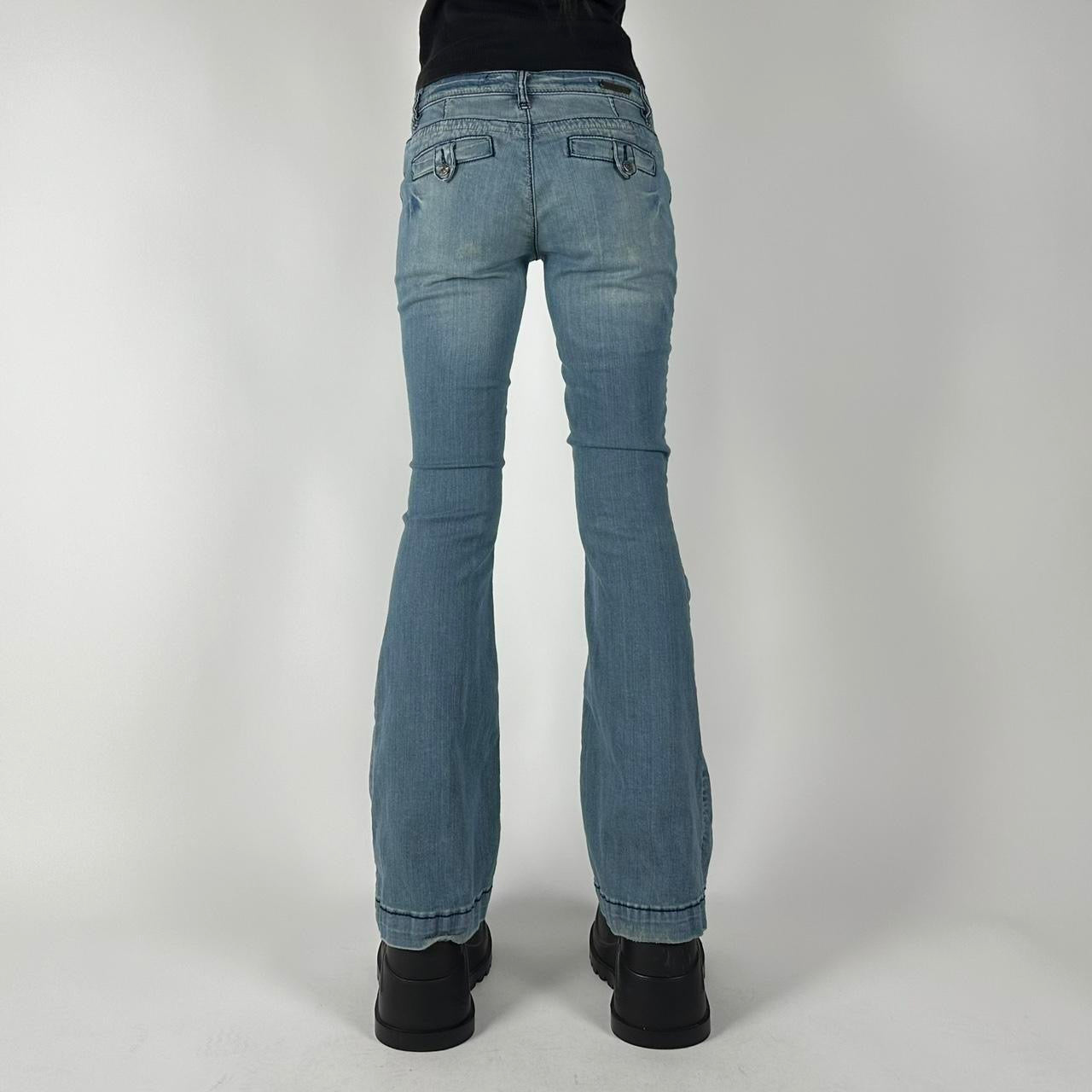 00s Distressed Faded Flare Jeans (S)