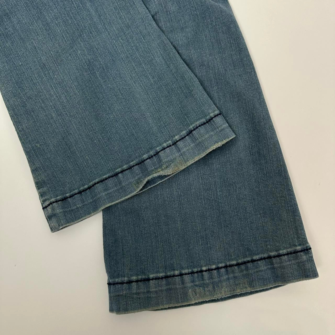00s Distressed Faded Flare Jeans (S)