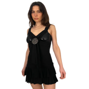 Black Embellished Slinky Mini Dress