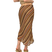 Striped Chiffon Midi Skirt (S)