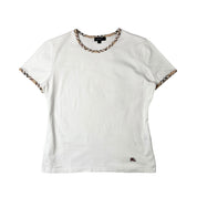 Burberry London Plaid-Trim Baby Tee (M)
