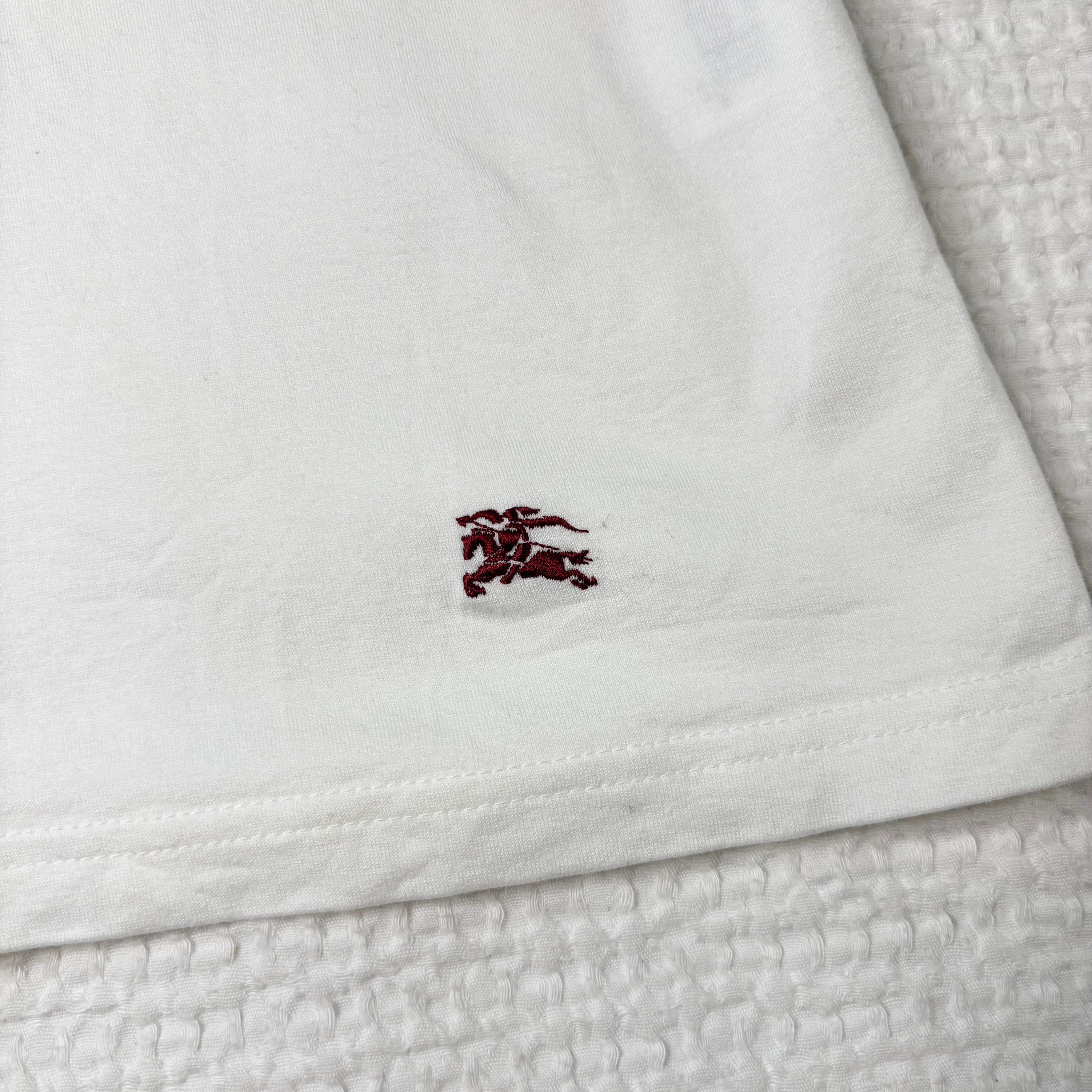 Burberry London Plaid-Trim Baby Tee (M)