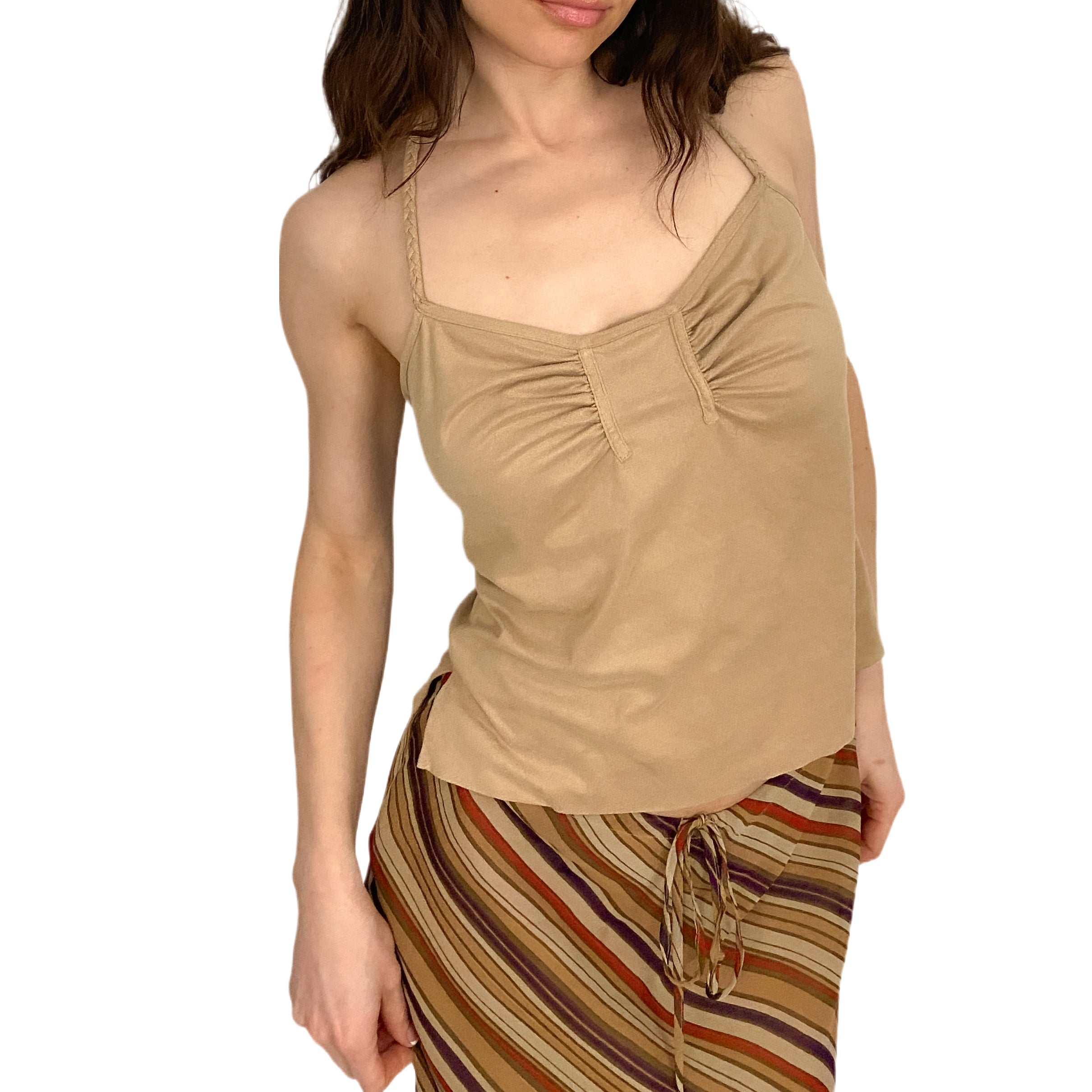 Y2K Faux Suede Halter Top (S)