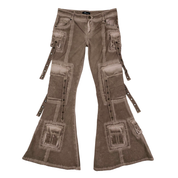 Blumarine Runway Tan Utility Cargo Flare Pants (M)