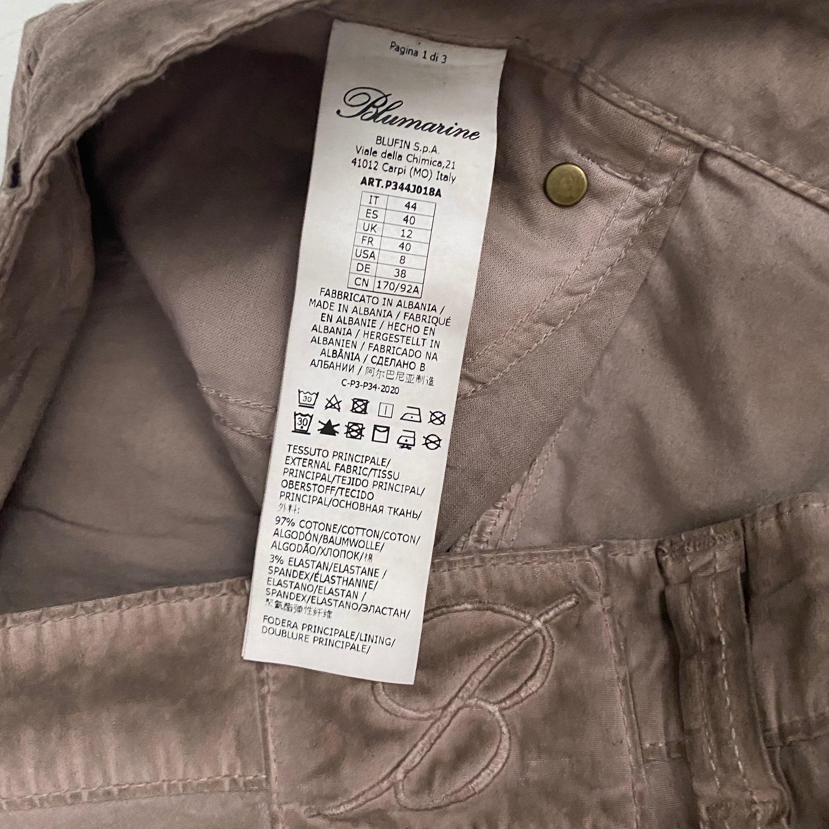 Blumarine Runway Tan Utility Cargo Flare Pants (M)
