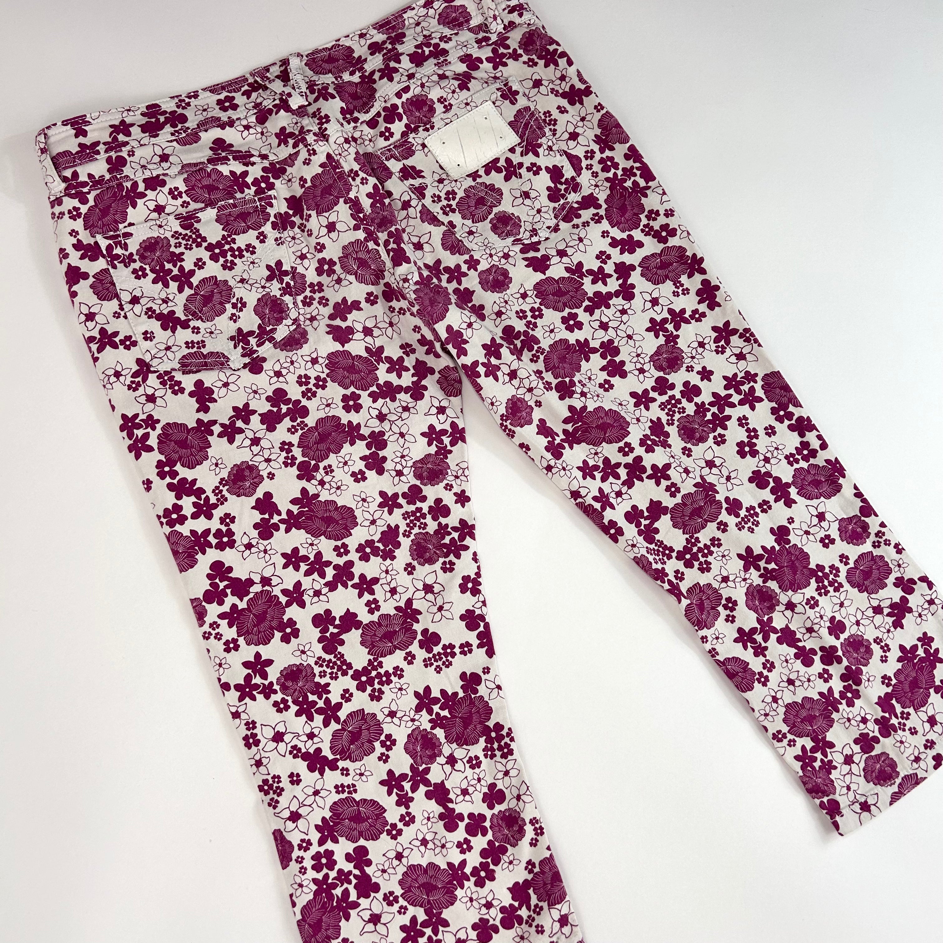 D&G Y2K White Floral Capris (M)