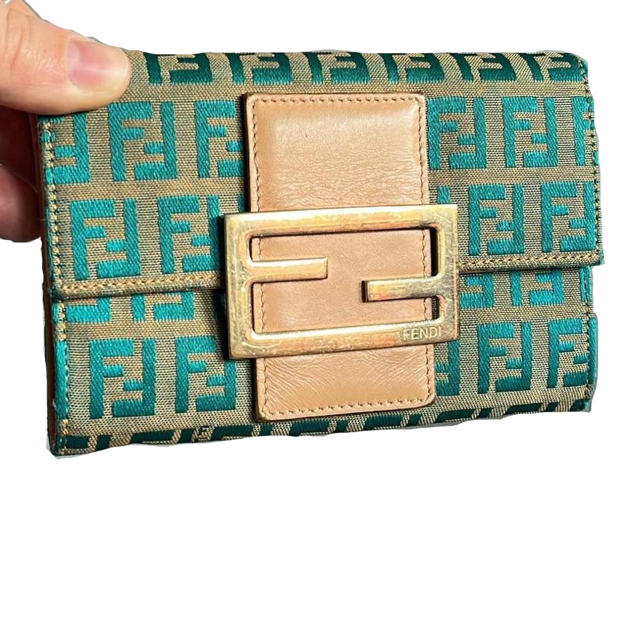 Vintage 90s Aquamarine Fendi Wallet