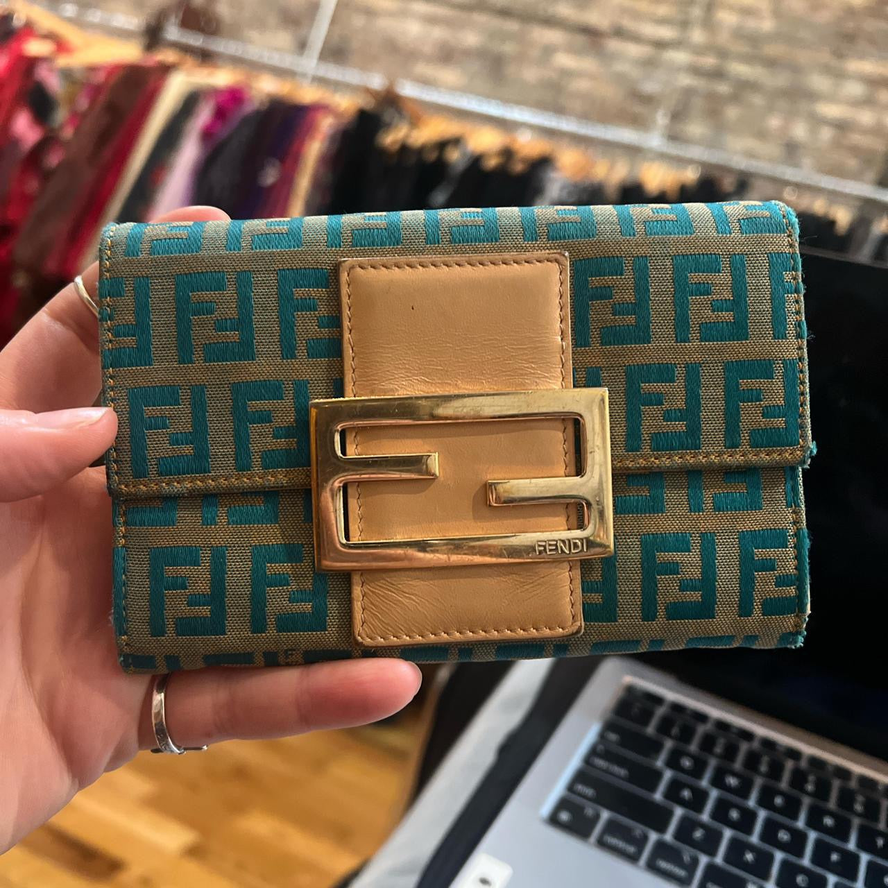 Vintage 90s Aquamarine Fendi Wallet
