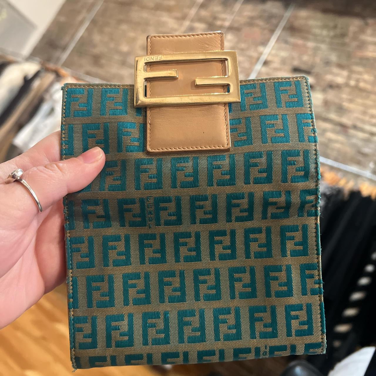 Vintage 90s Aquamarine Fendi Wallet
