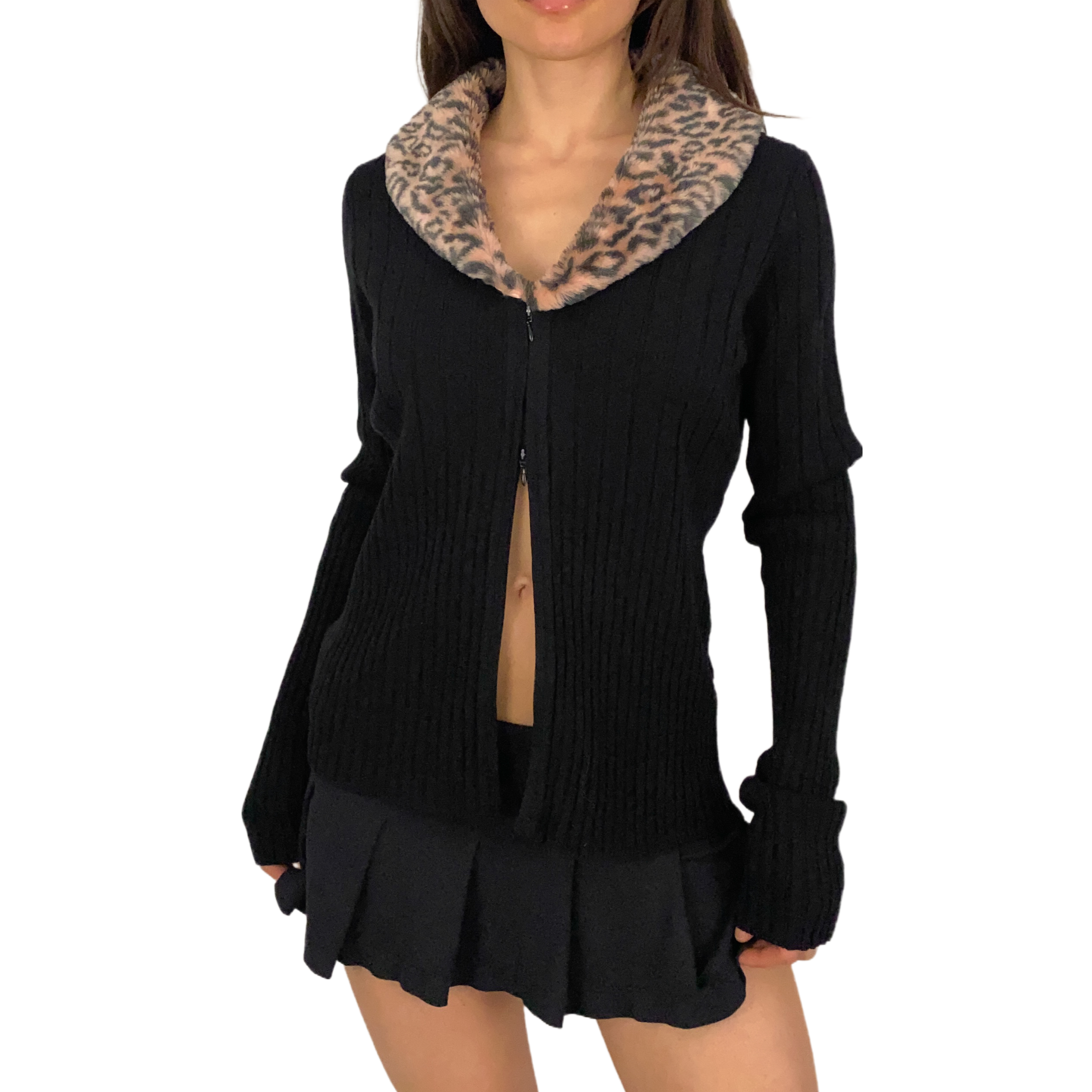 Faux Fur Double Zip Cardi (L)