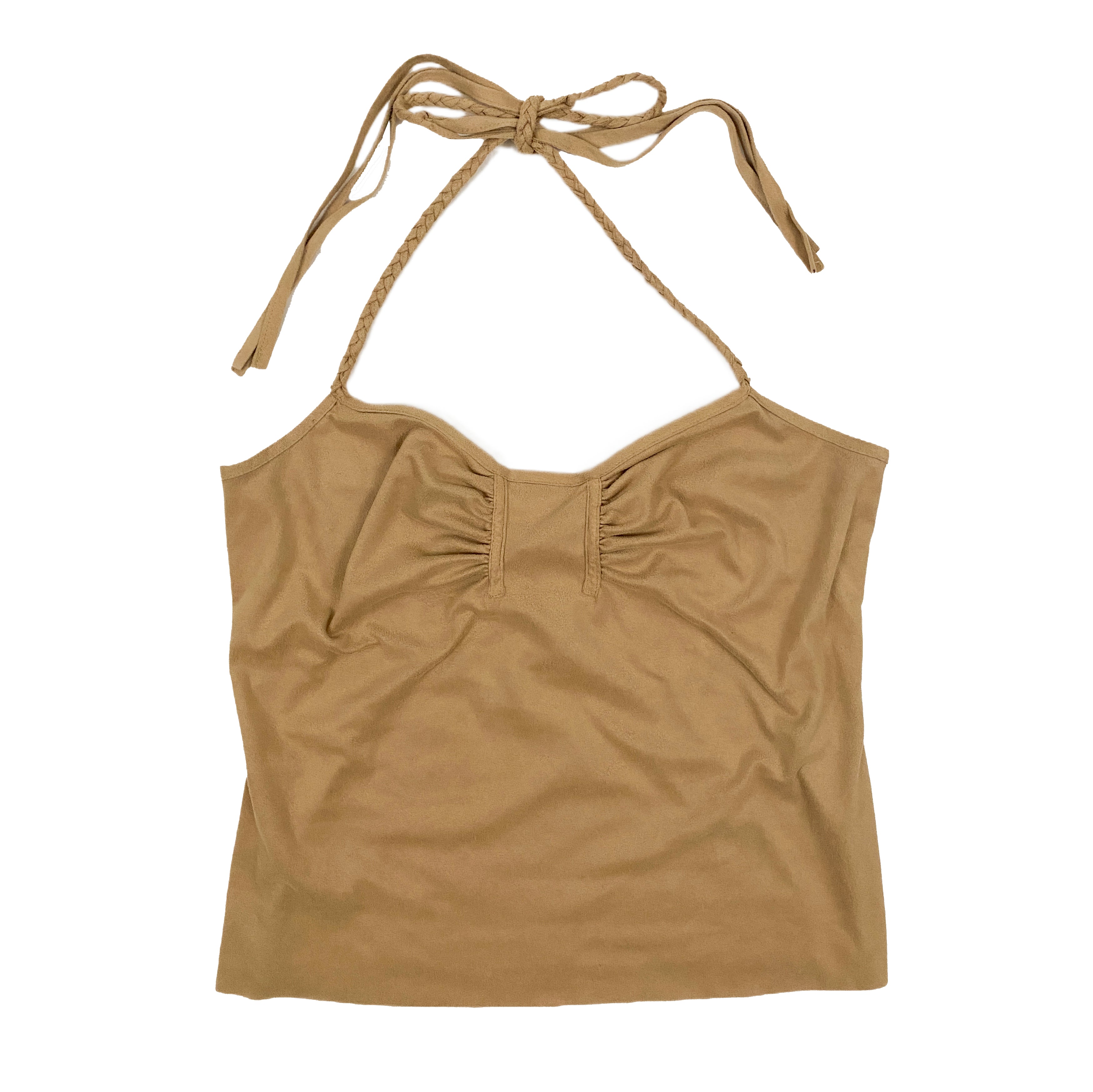 Y2K Faux Suede Halter Top (S)