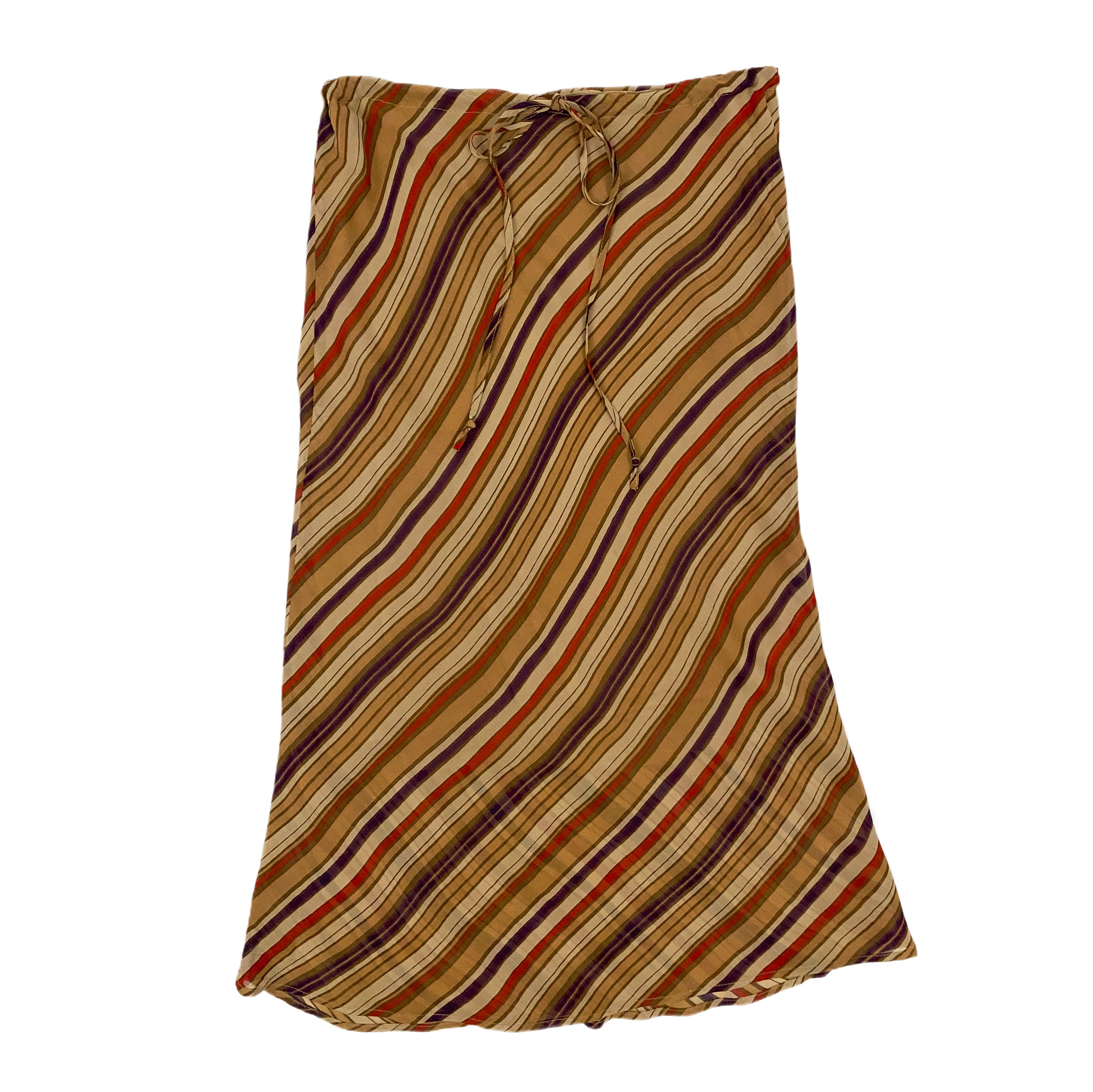 Striped Chiffon Midi Skirt (S)
