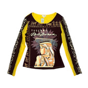 Cache Y2K Beaded Graphic Long Sleeve Top (l)