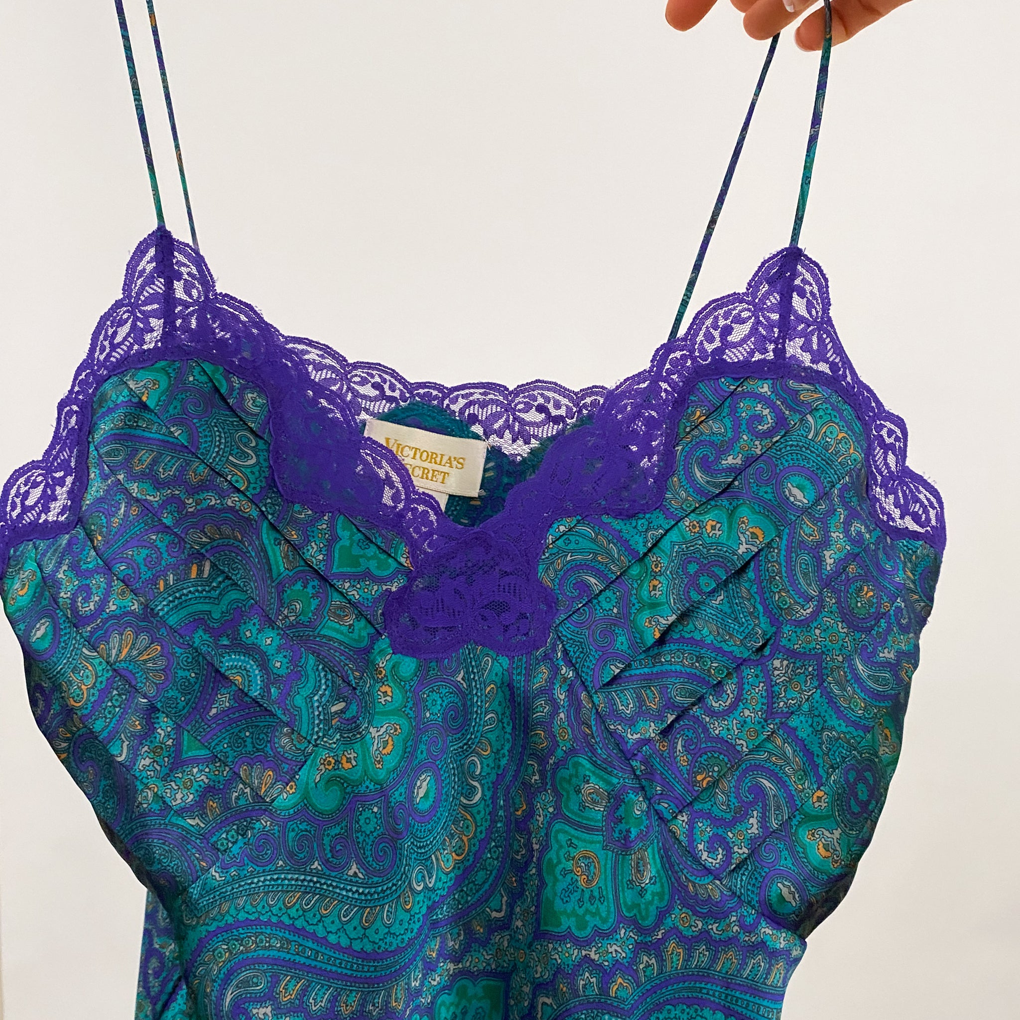 90's Paisley Pleated Slip Dress - Medium