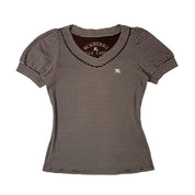 Burberry Blue Label Stripe Puff Sleeve Top (S)