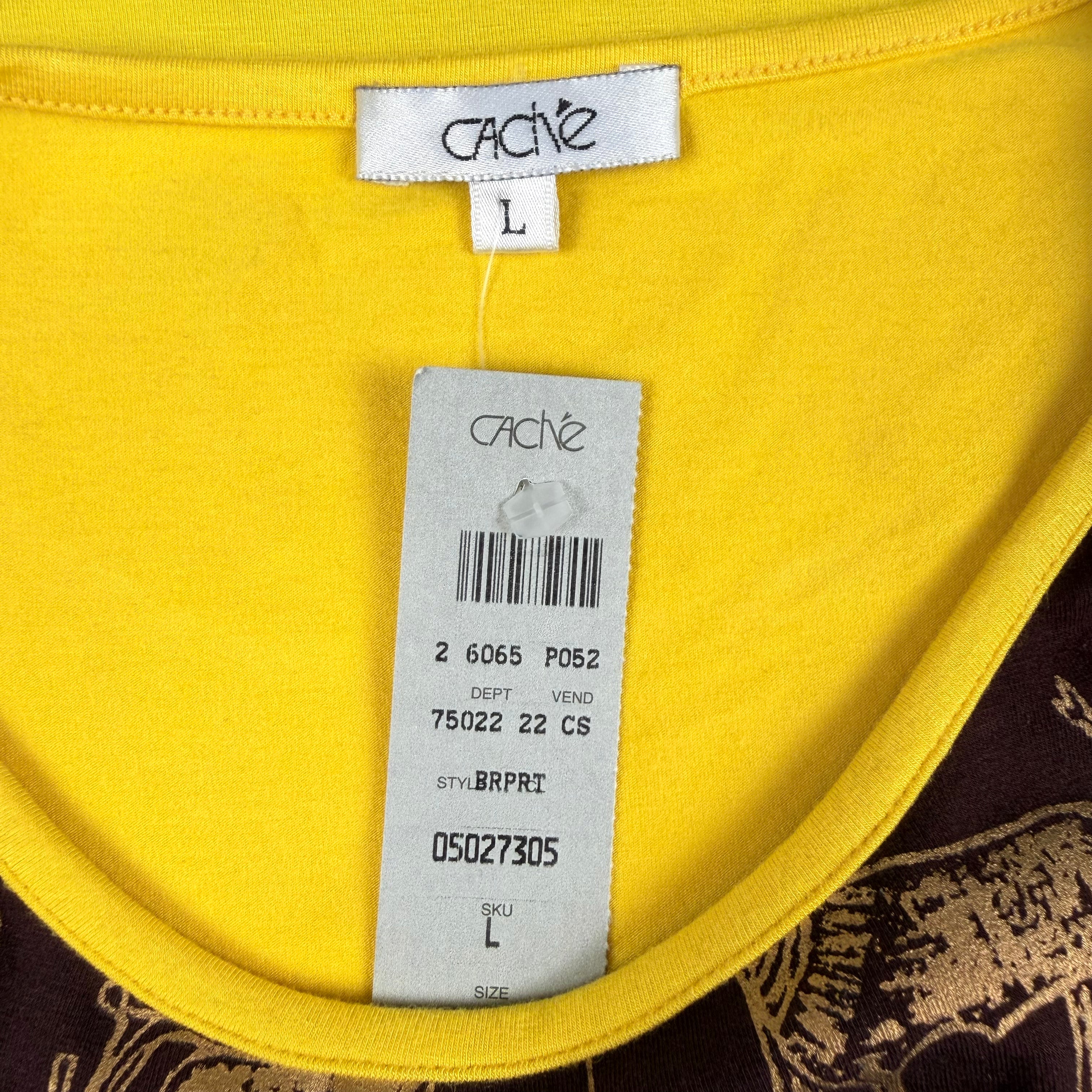 Cache Y2K Beaded Graphic Long Sleeve Top (l)