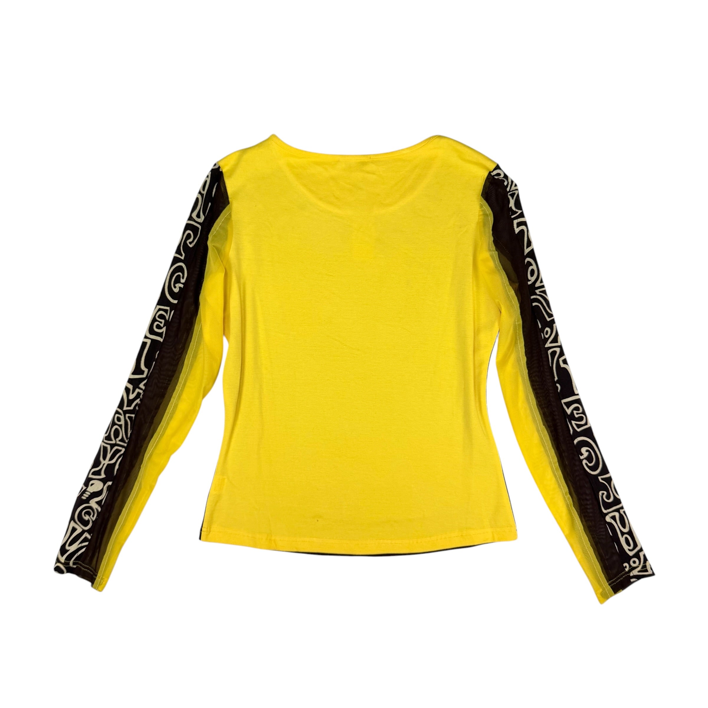 Cache Y2K Beaded Graphic Long Sleeve Top (l)