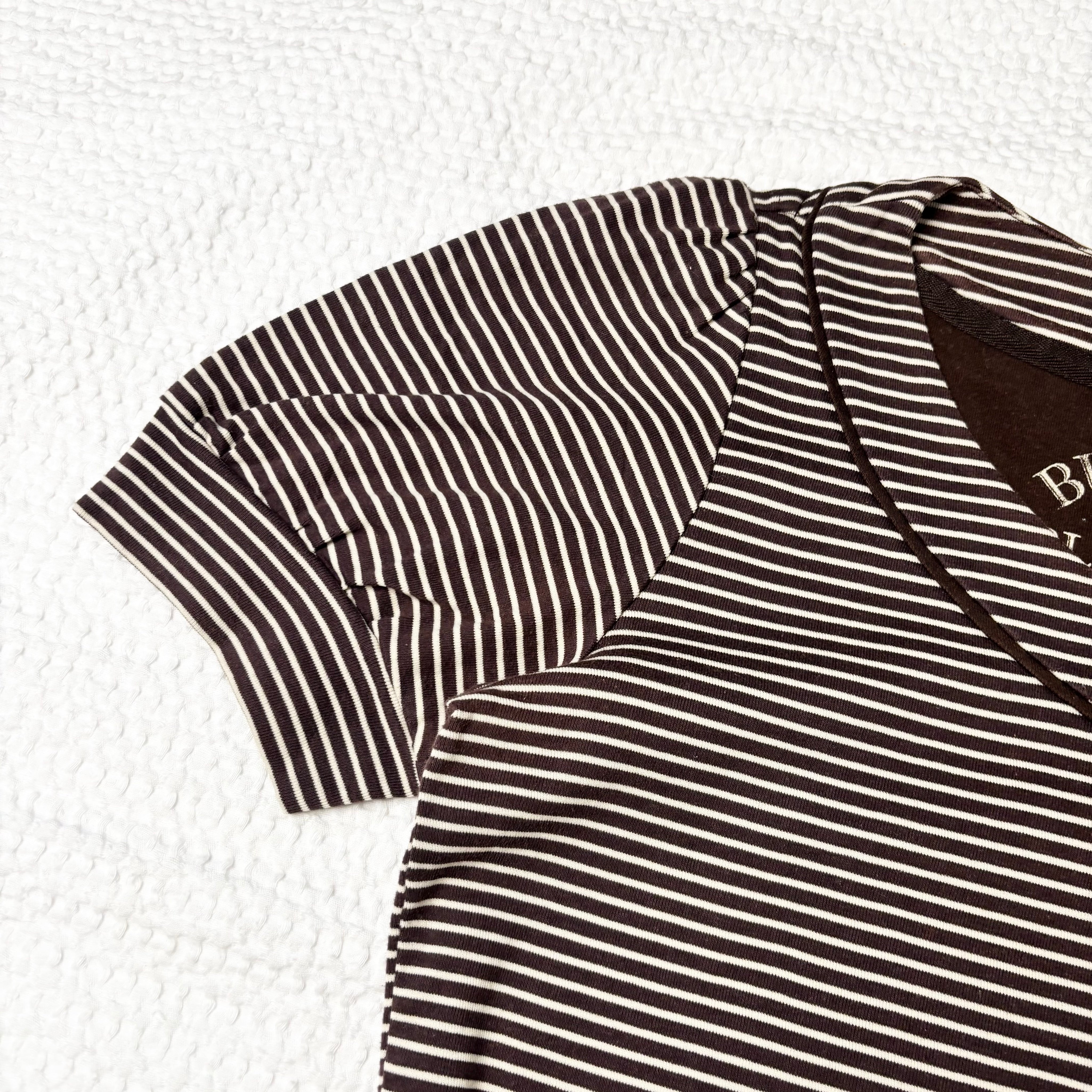 Burberry Blue Label Stripe Puff Sleeve Top (S)
