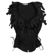 Anne Fontaine Paris Black Corseted Zip-Front Top (S/M)