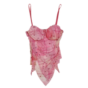 Pink Mesh Asymmetrical Fairy Tank Top (XS/S)