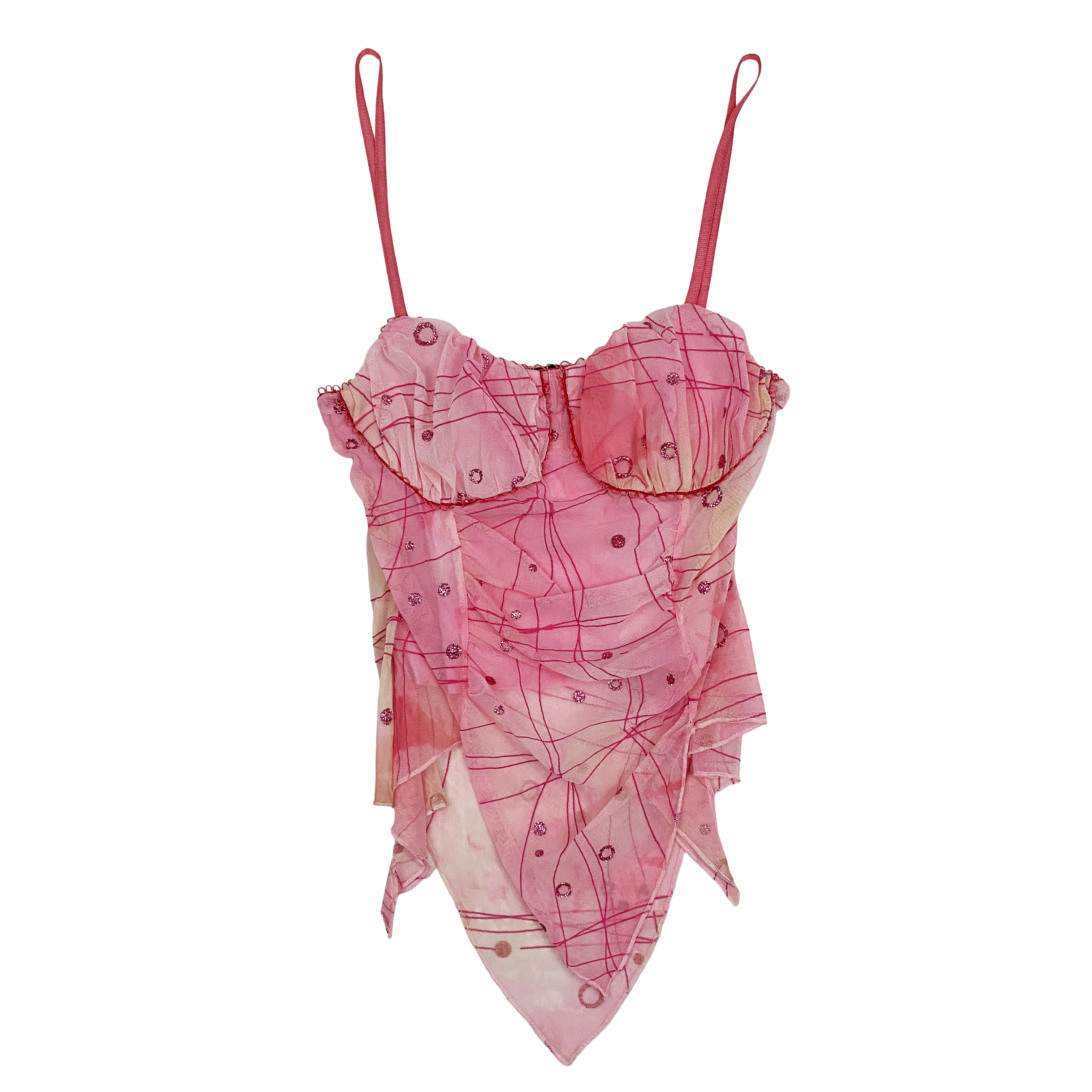 Pink Mesh Asymmetrical Fairy Tank Top (XS/S)