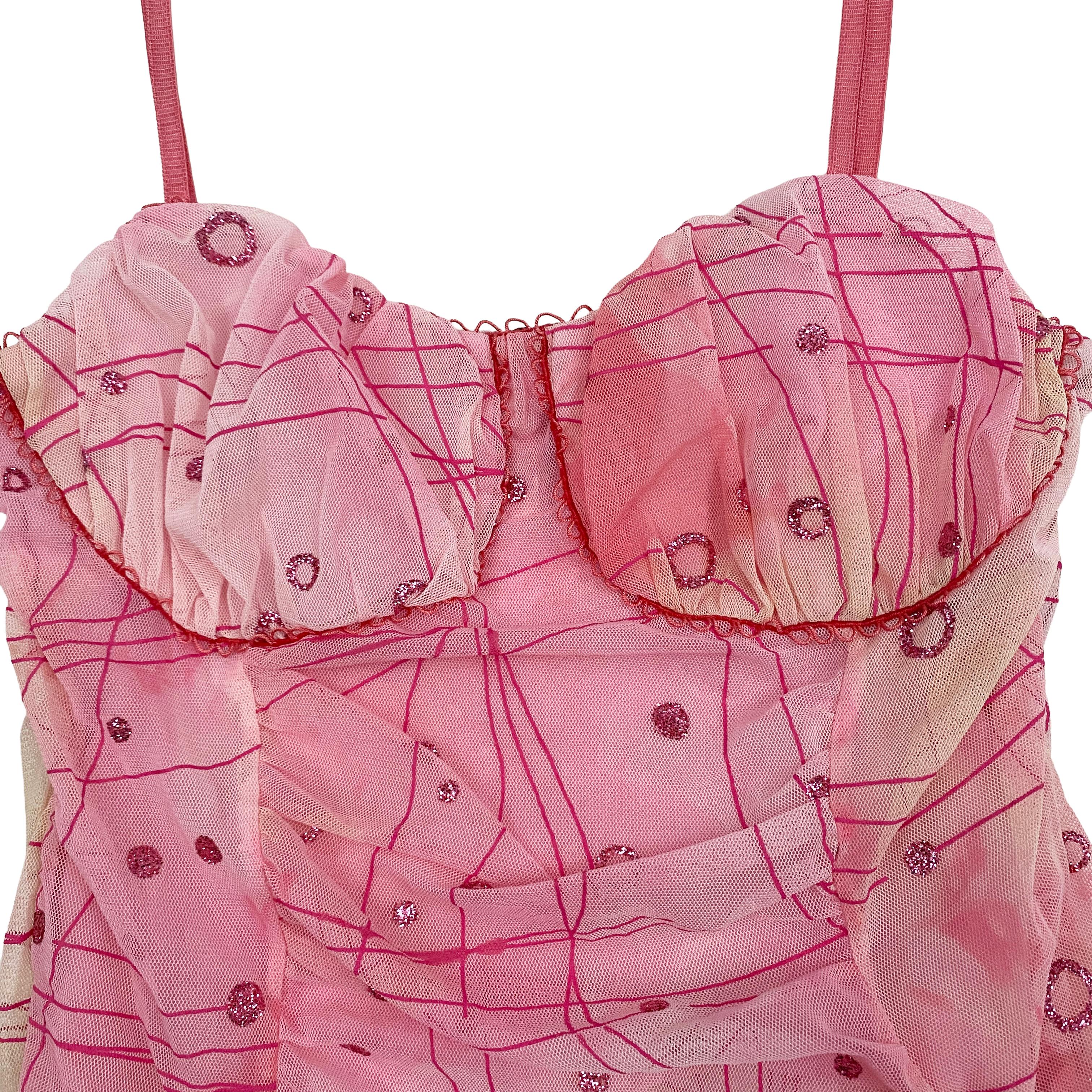 Pink Mesh Asymmetrical Fairy Tank Top (XS/S)