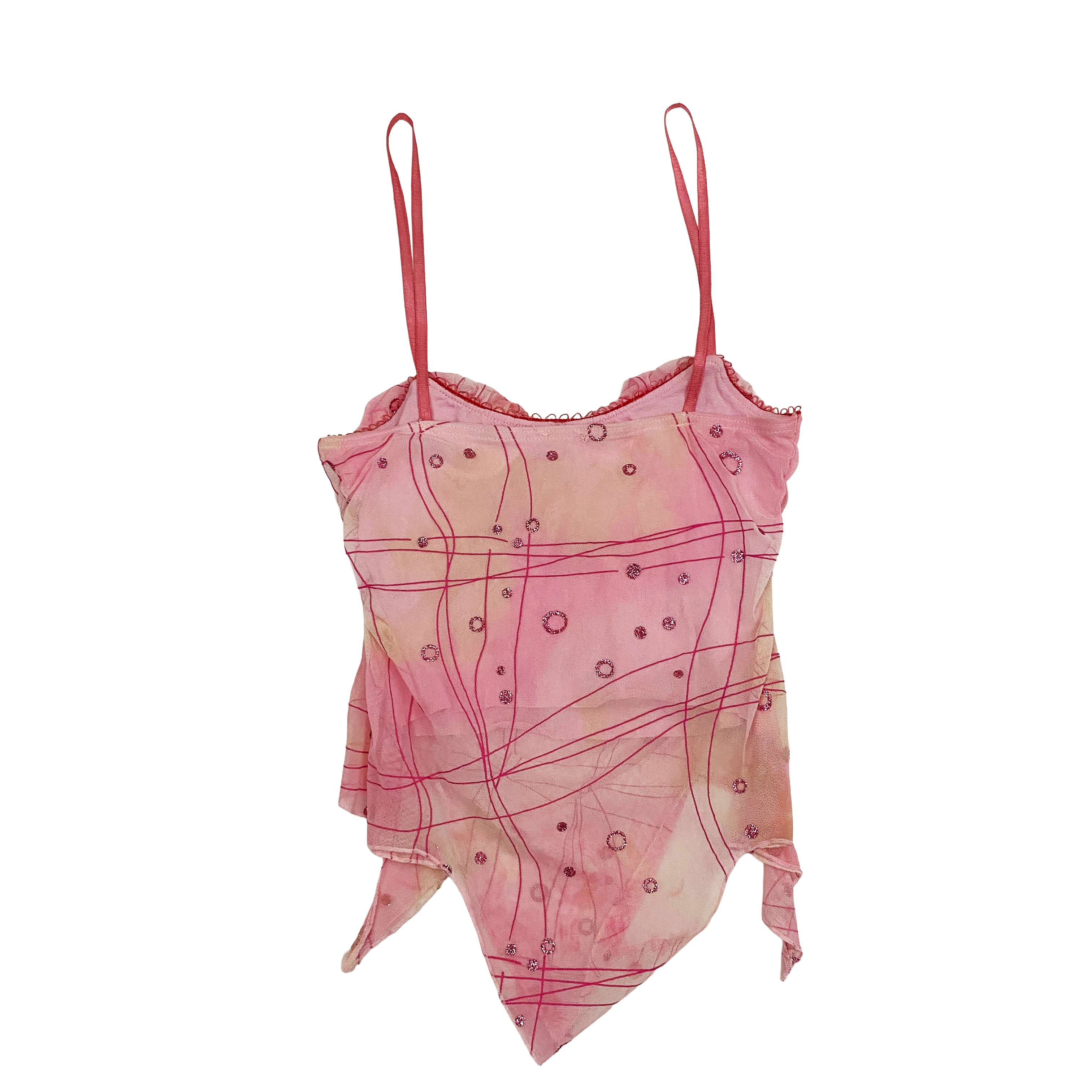 Pink Mesh Asymmetrical Fairy Tank Top (XS/S)