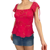 2000s Pink Embellished Top (S)