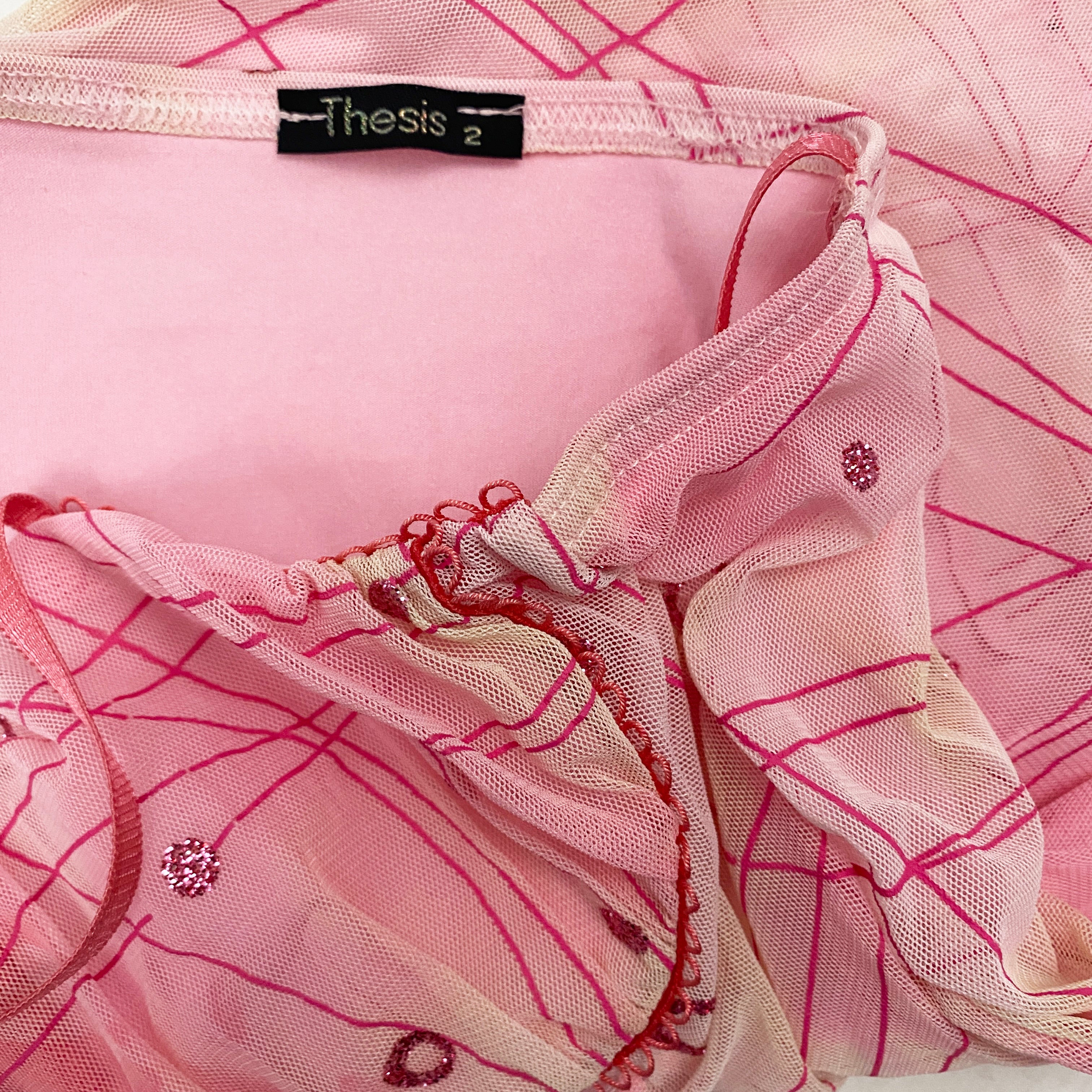 Pink Mesh Asymmetrical Fairy Tank Top (XS/S)