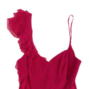 KAREN MILLEN Pink Silk Flower Ruffle Dress (S)