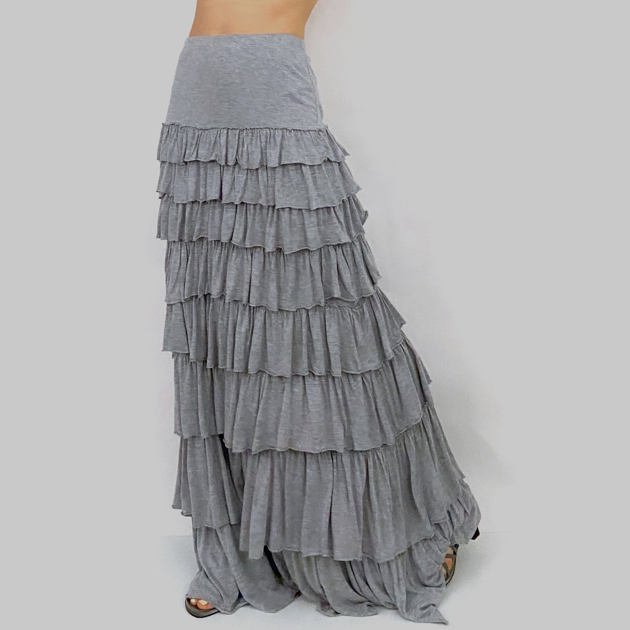 Tiered Ruffle Maxi Skirt - Large