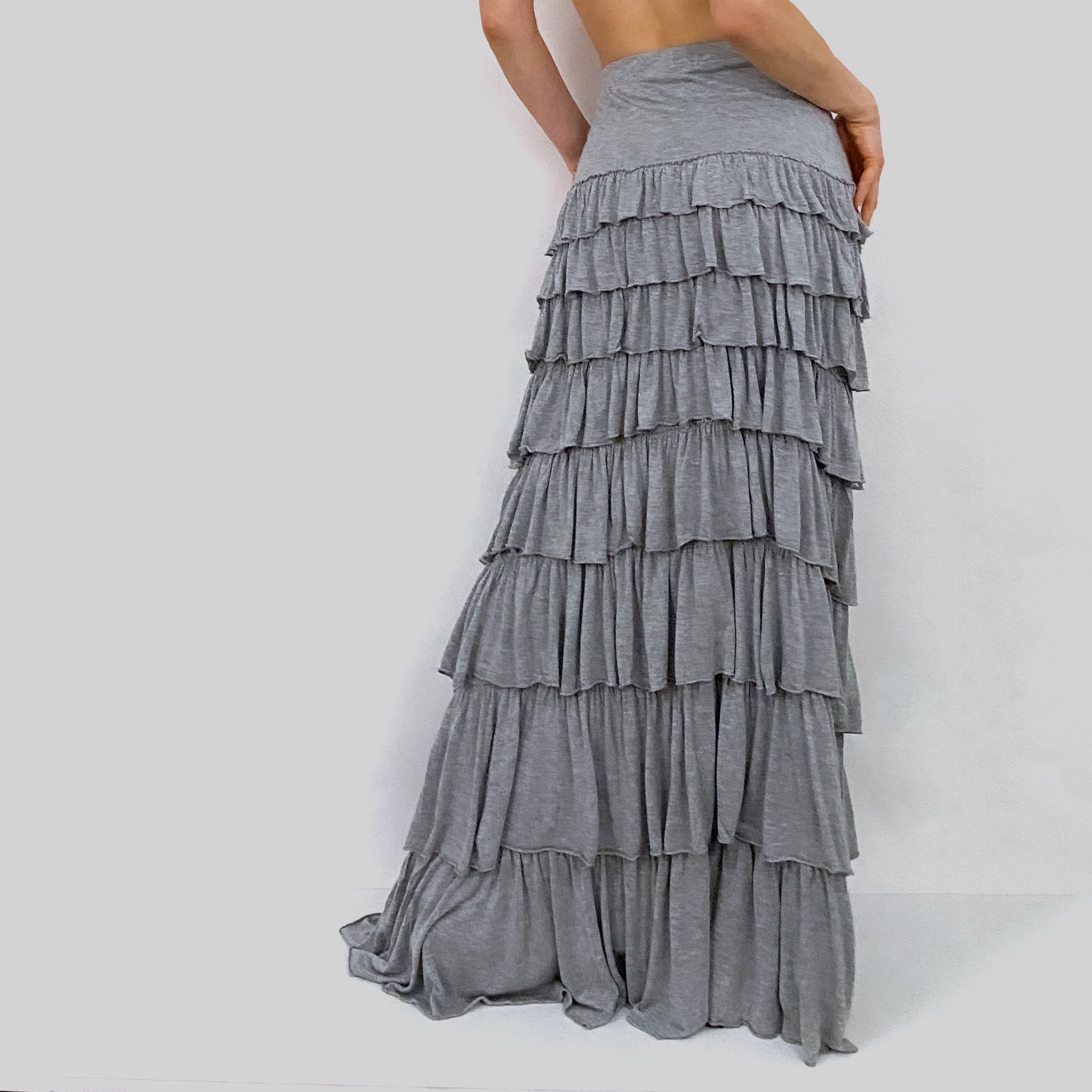 Tiered Ruffle Maxi Skirt - Large