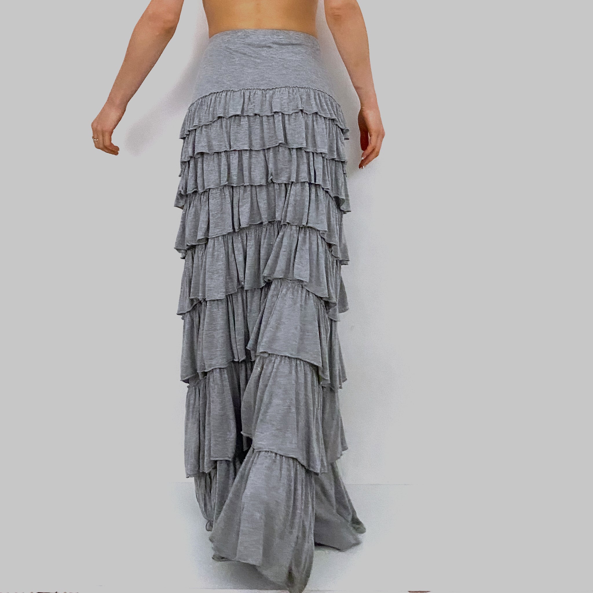 Tiered Ruffle Maxi Skirt - Large