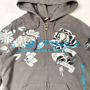 Ed Hardy Vintage Grungy Graphic Zip Up Hoodie (S)