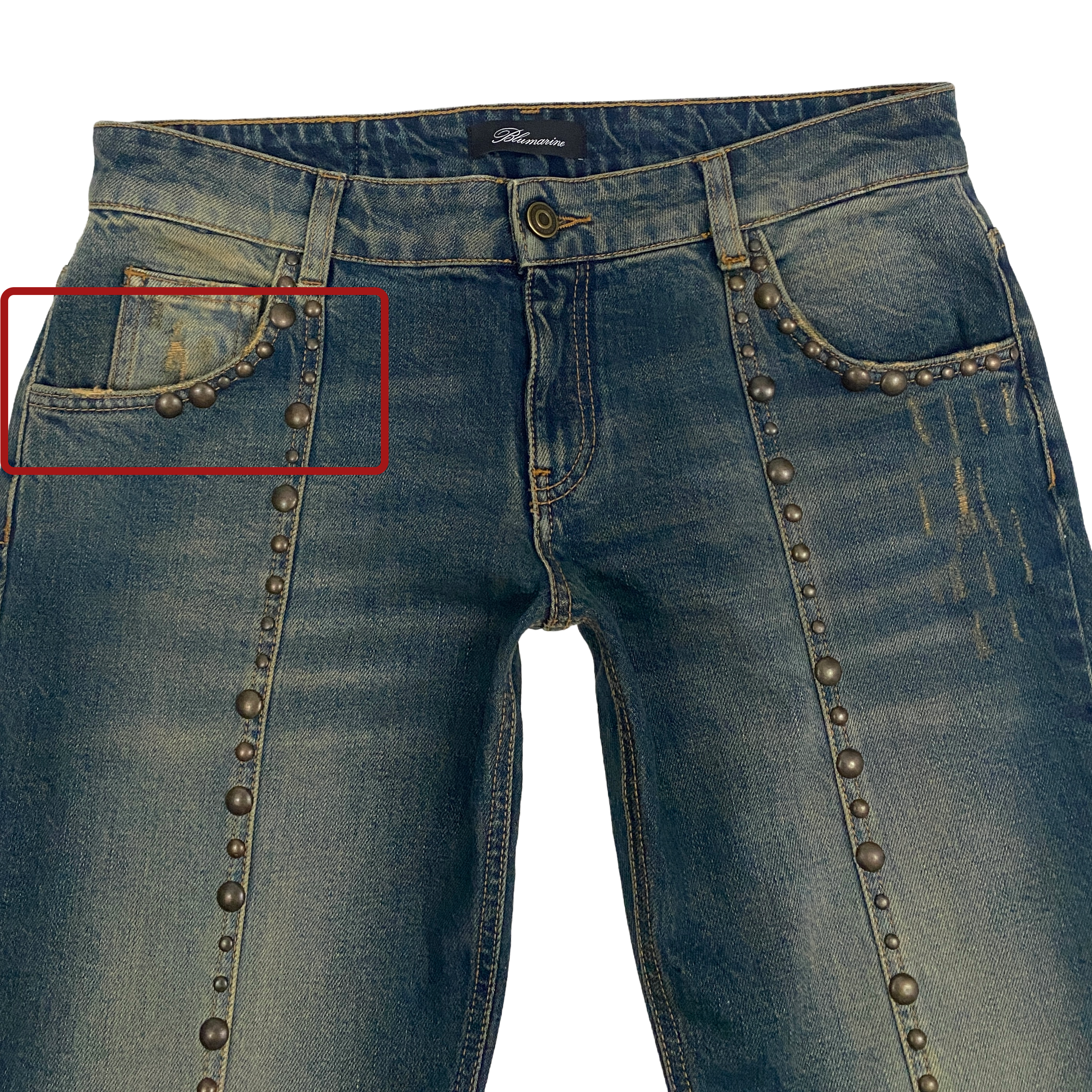 Blumarine Runway Low Rise Studded Flare Jeans (M)