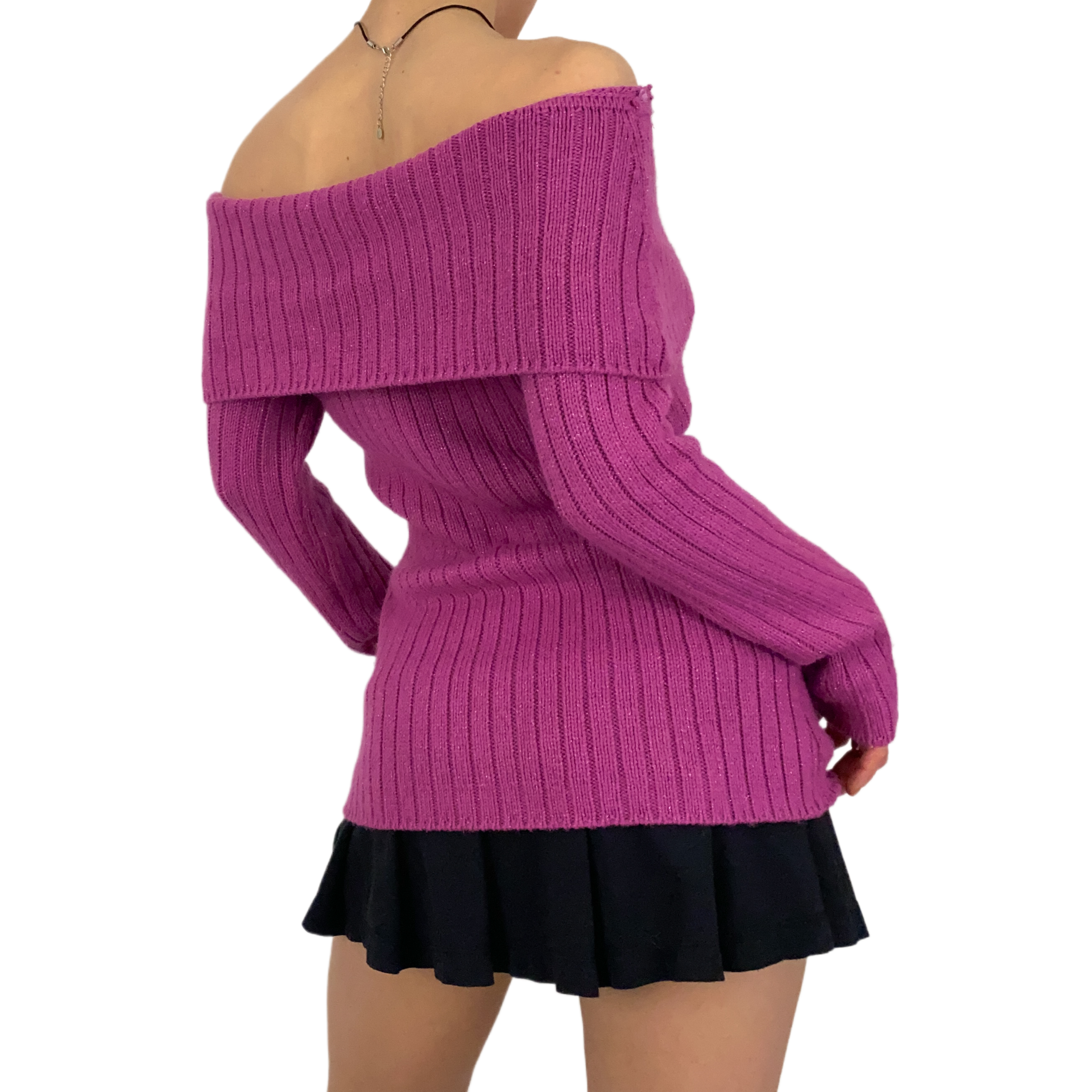 Magenta Off The Shoulder Sweater (S)