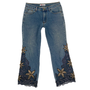 2000s Mid Rise Fairy Embellished Flare Jeans (M)