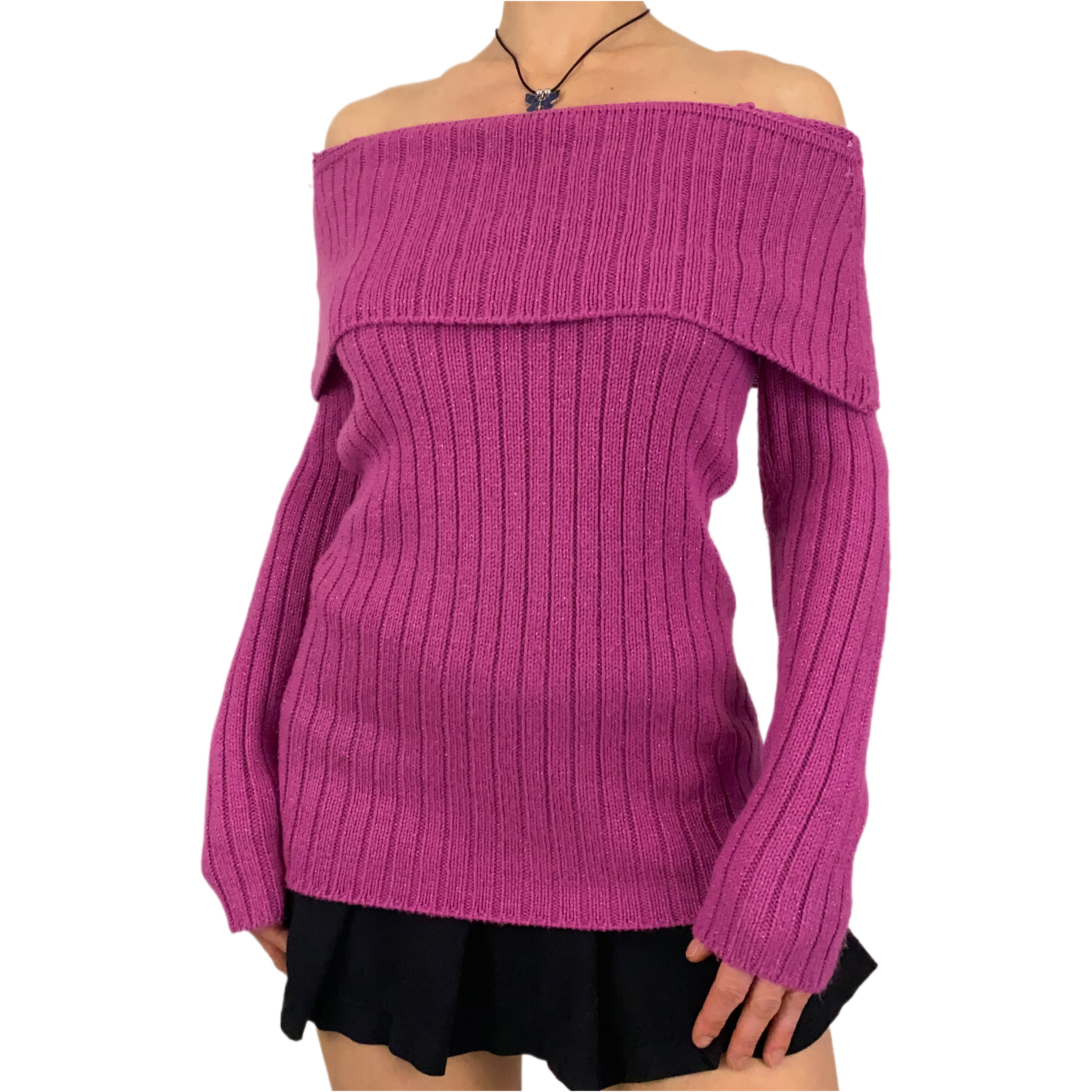 Magenta Off The Shoulder Sweater (S)