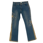 2000s Flower Crochet Flare Jeans (M)