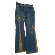 2000s Flower Crochet Flare Jeans (M)