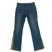 2000s Flower Crochet Flare Jeans (M)
