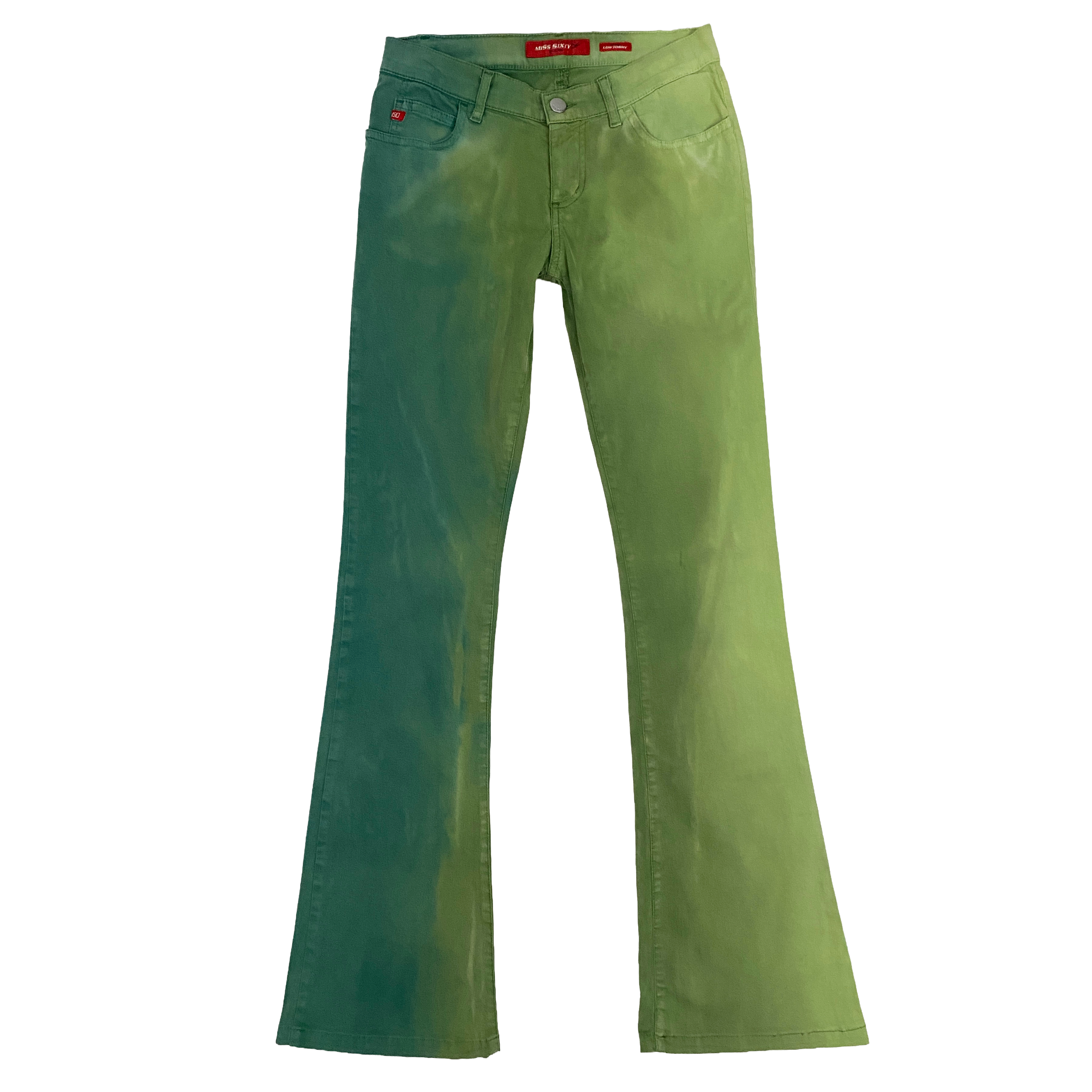Miss Sixty 2000s Low Rise Green Ombre Flare Jeans (XS)