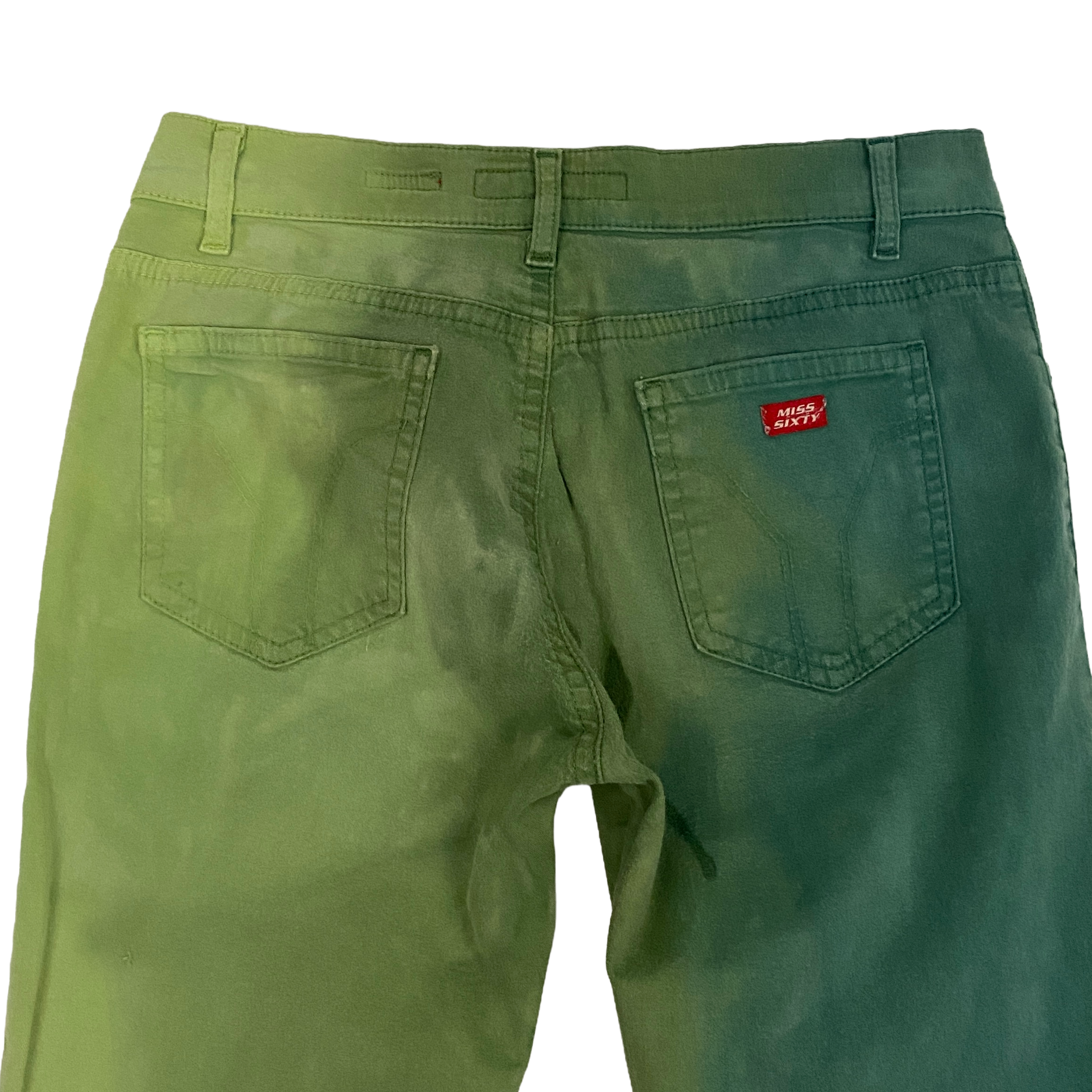 Miss Sixty 2000s Low Rise Green Ombre Flare Jeans (XS)