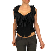 Anne Fontaine Paris Black Corseted Zip-Front Top (S/M)