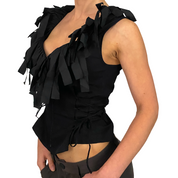 Anne Fontaine Paris Black Corseted Zip-Front Top (S/M)