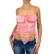 Pink Mesh Asymmetrical Fairy Tank Top (XS/S)