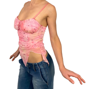 Pink Mesh Asymmetrical Fairy Tank Top (XS/S)