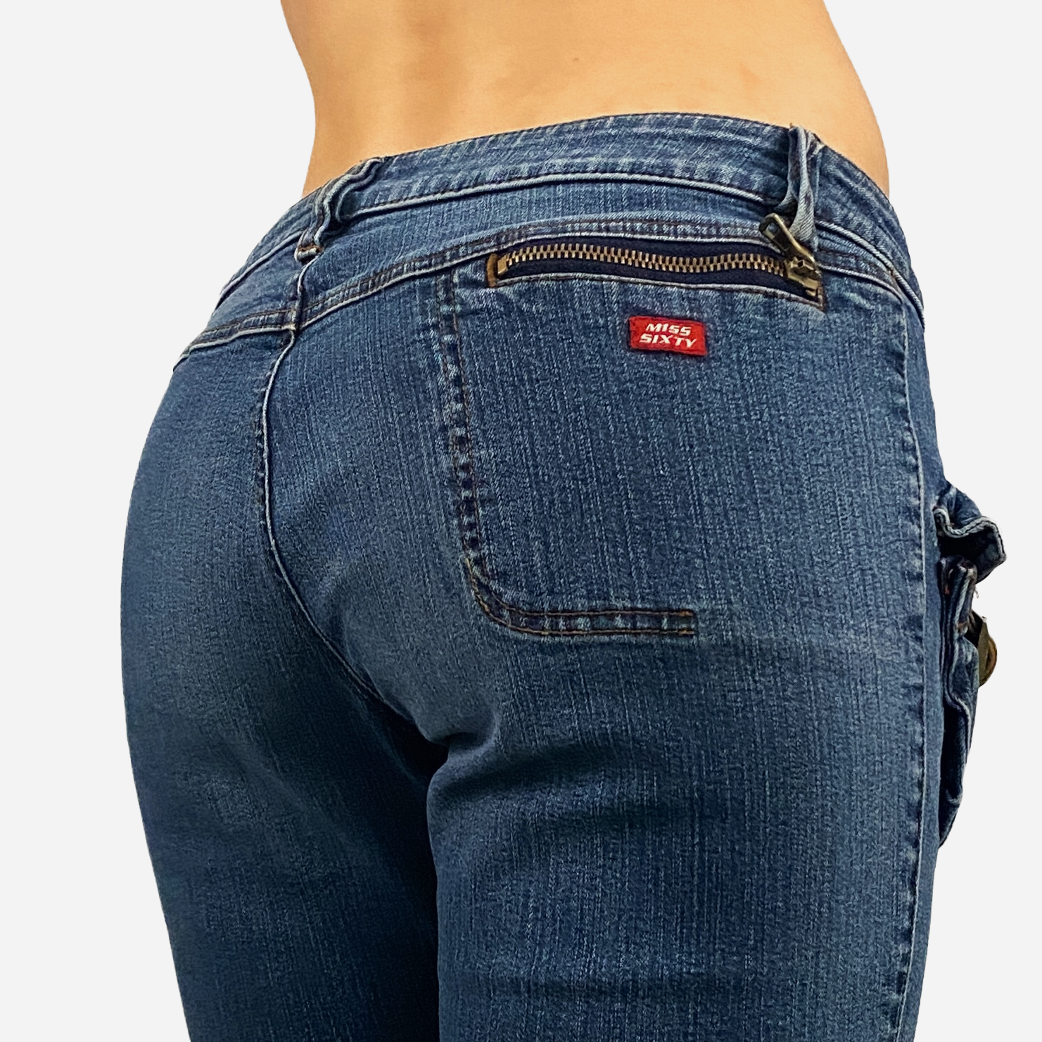 Miss Sixty 2000s Cargo Pocket Low Rise Boot Cut Jeans (S/M)