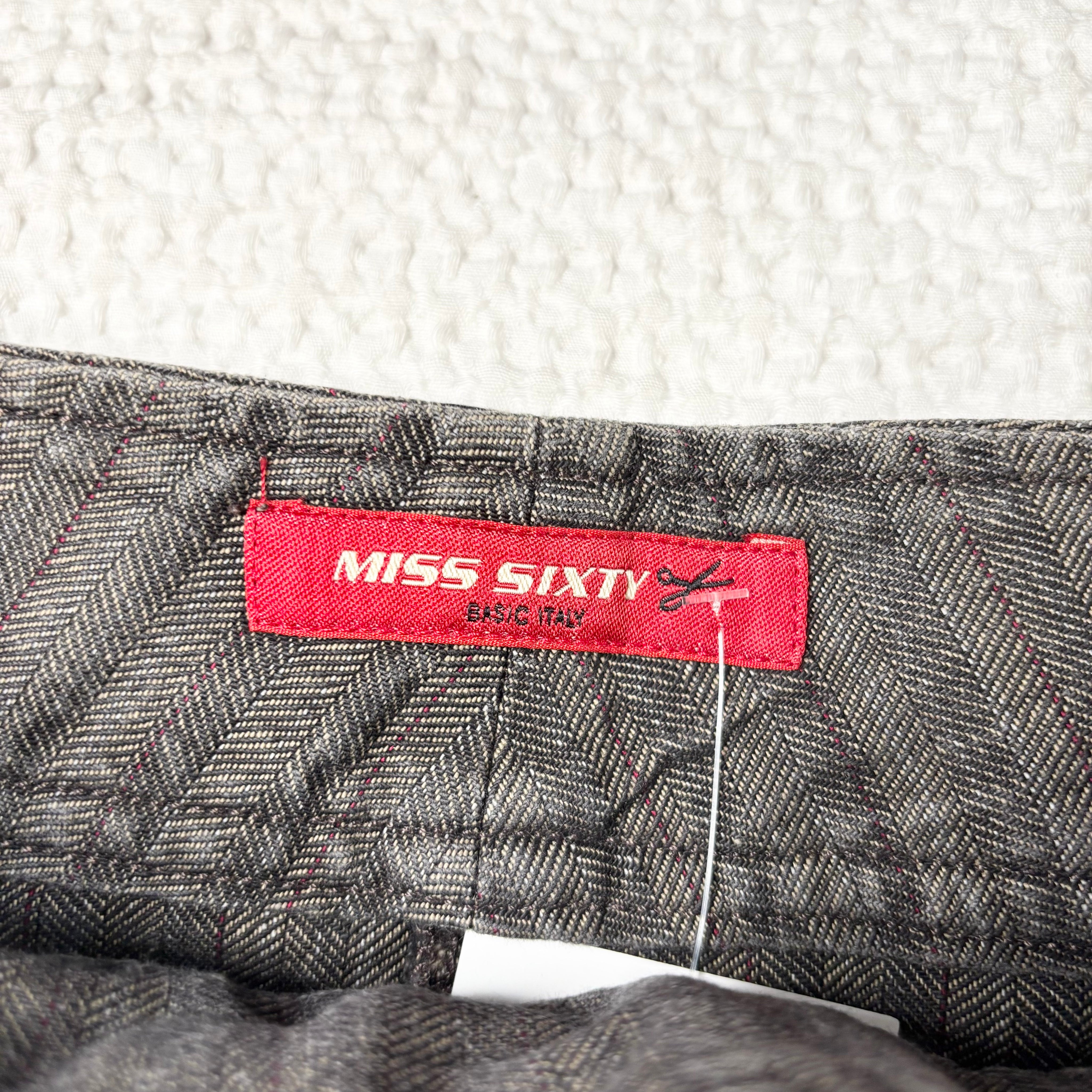 Miss Sixty Pleated Herringbone Mini Skirt (M)