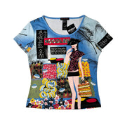 Custo Barcelona "Noodles" Market Graphic Beaded Tee (M)